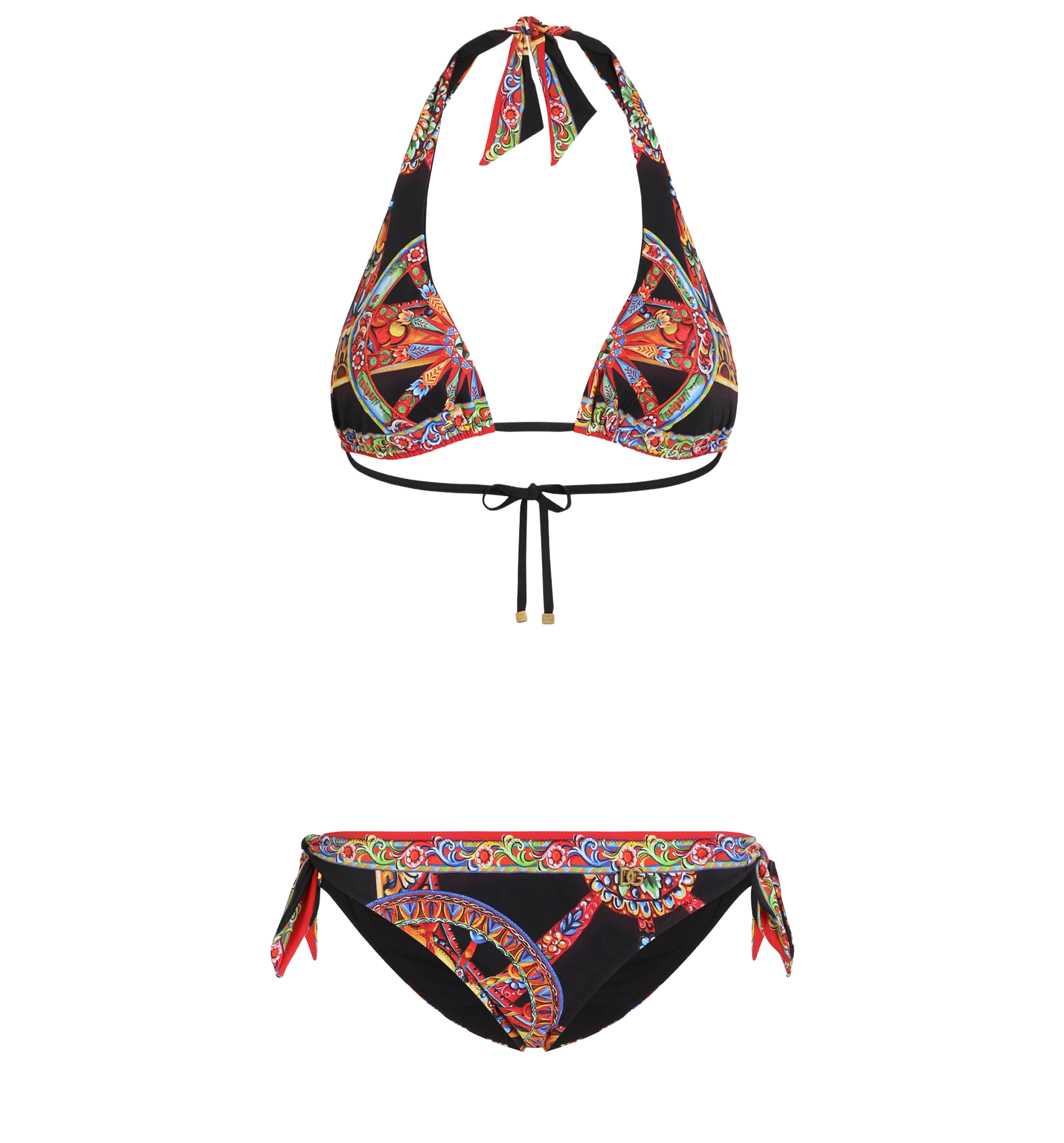 Carretto-print triangle bikini