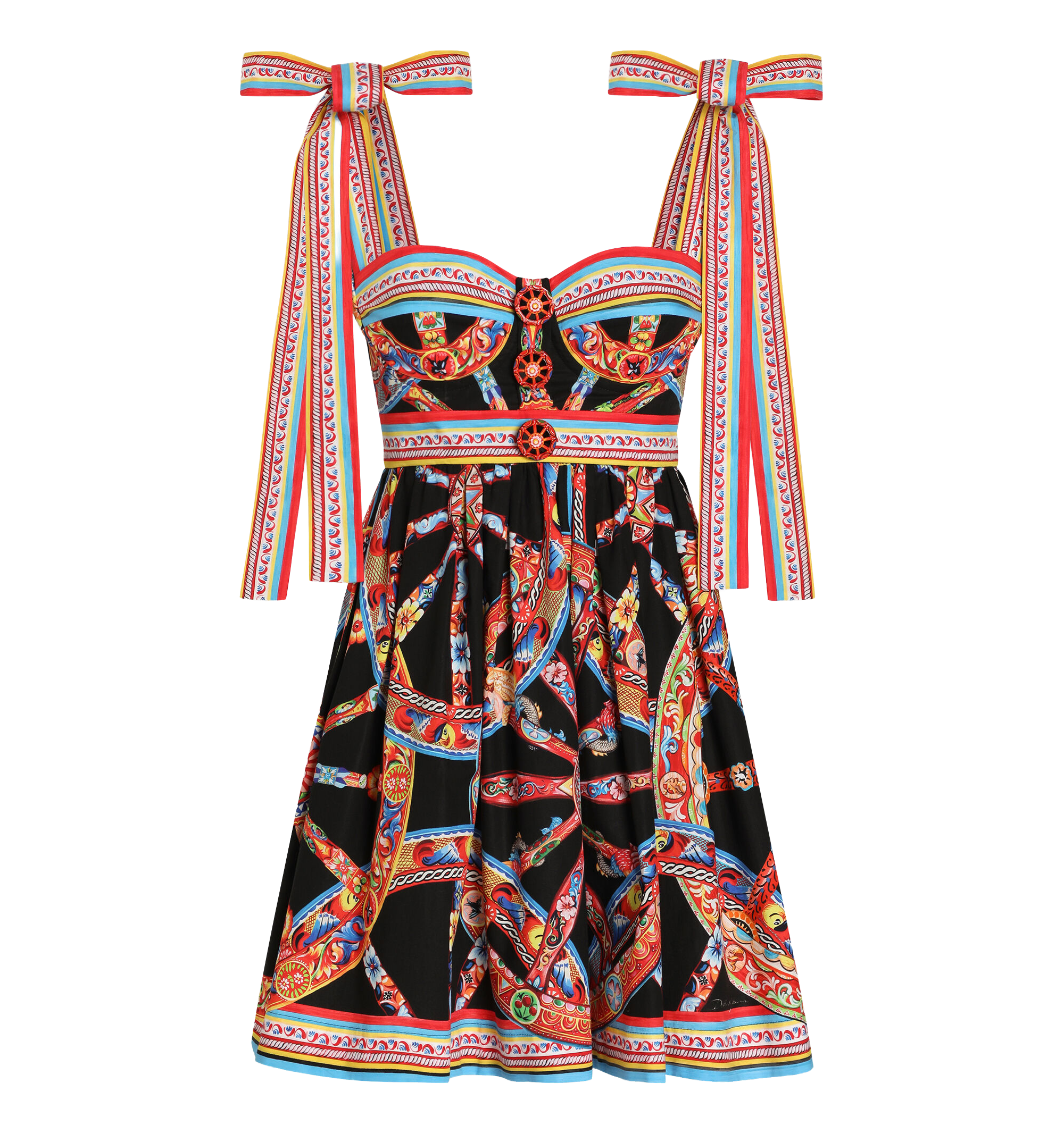 Carretto-print poplin dress