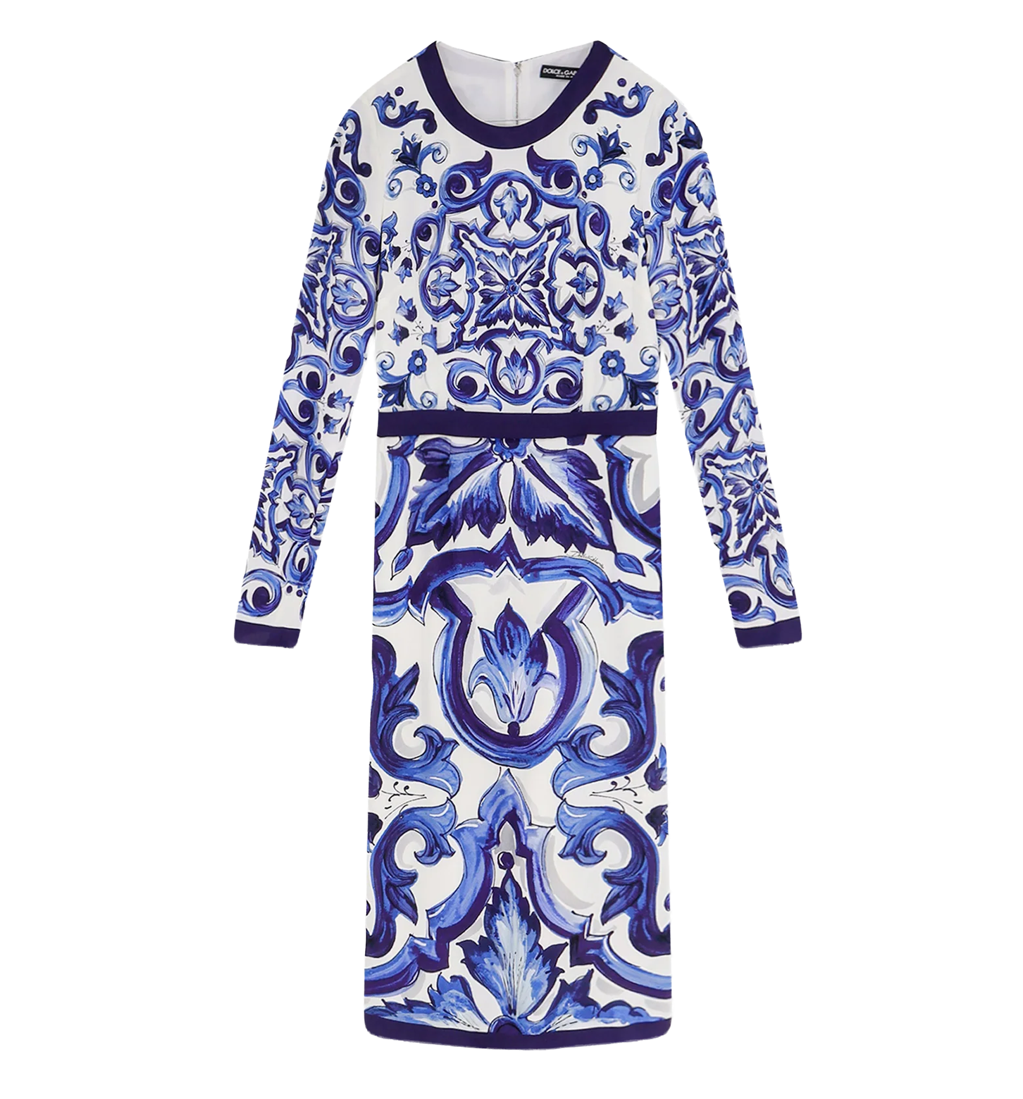 Silk blend dress with Maiolica print