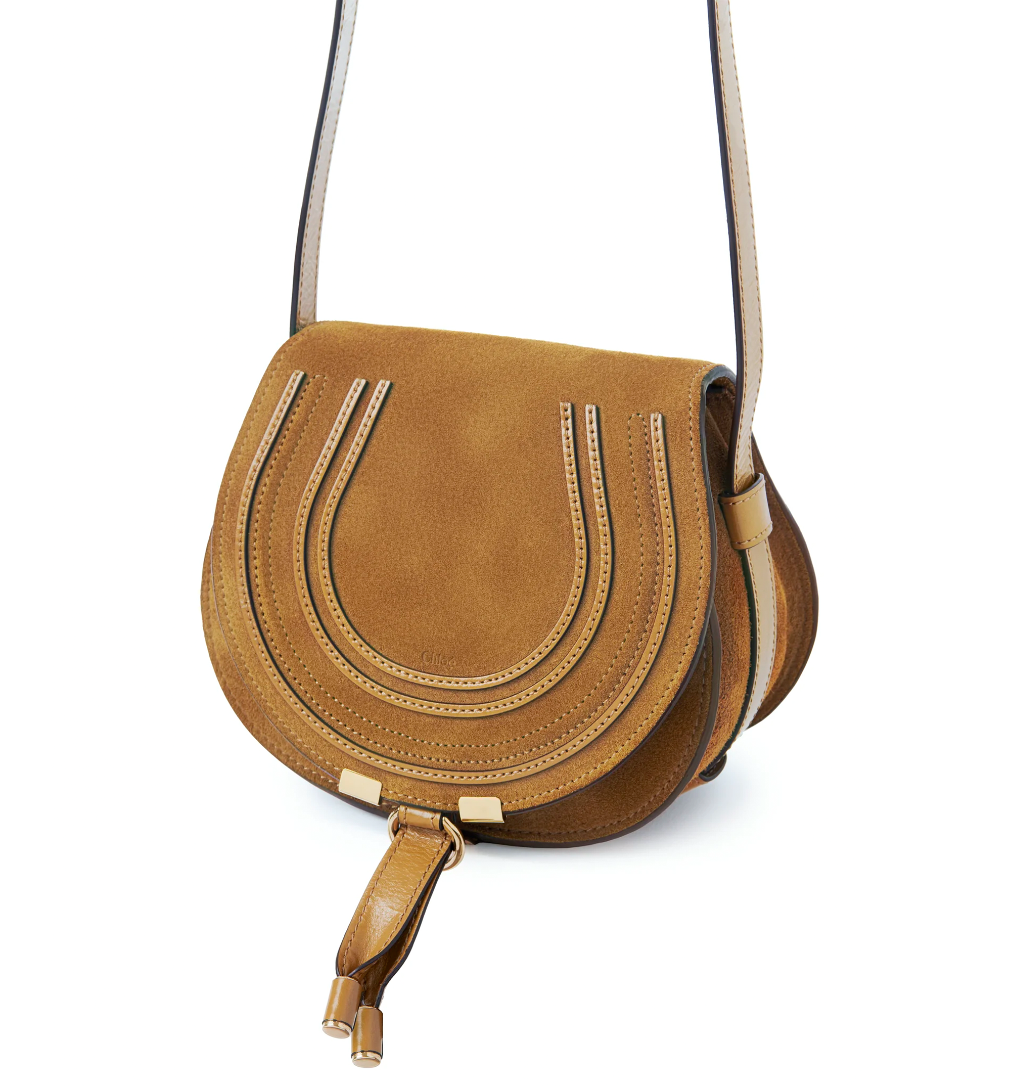 Small Marcie Saddle Bag in Suede Leather