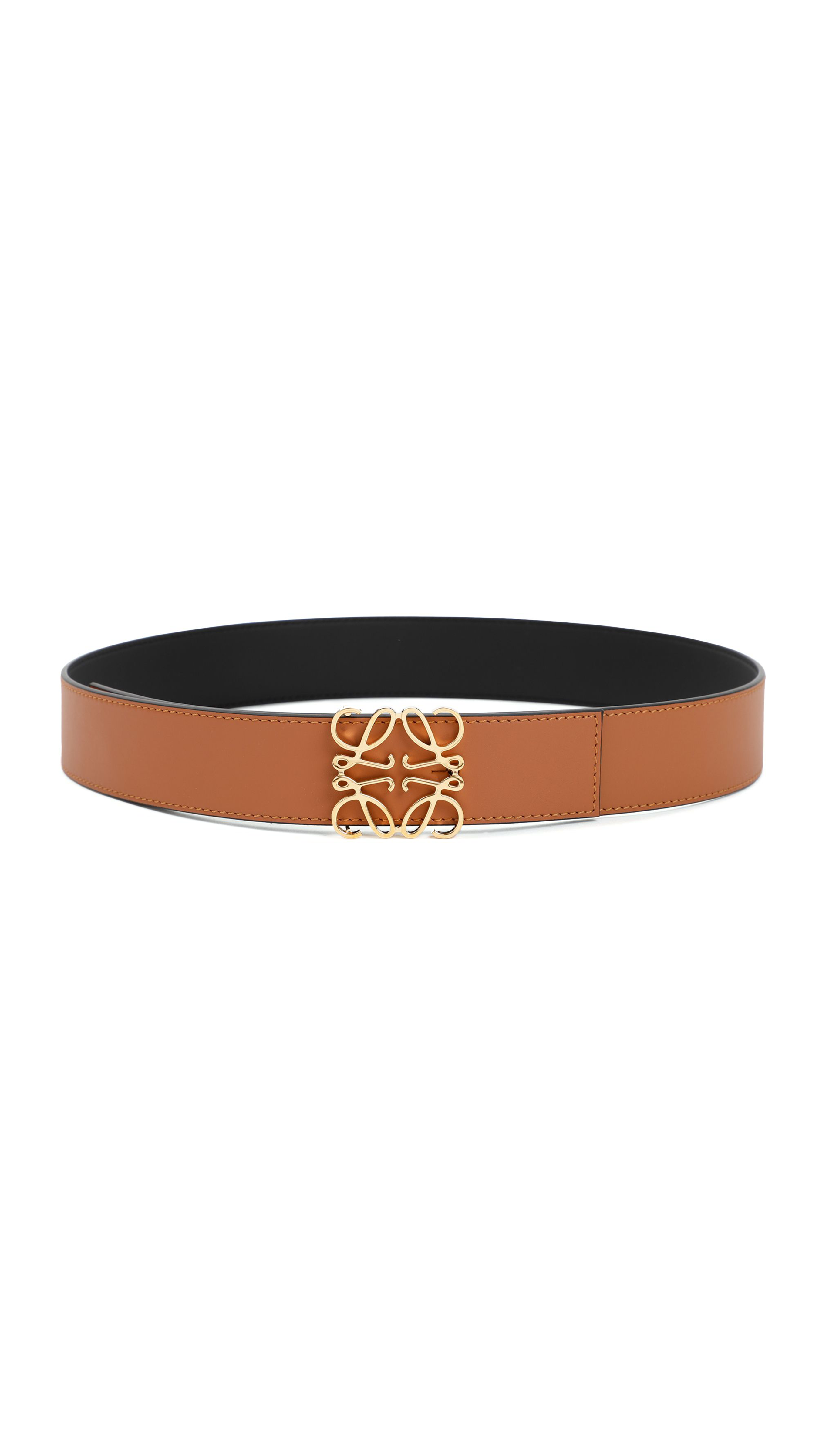 Reversible Anagram Belt in Smooth Calfskin - Black/Tan/Palladium