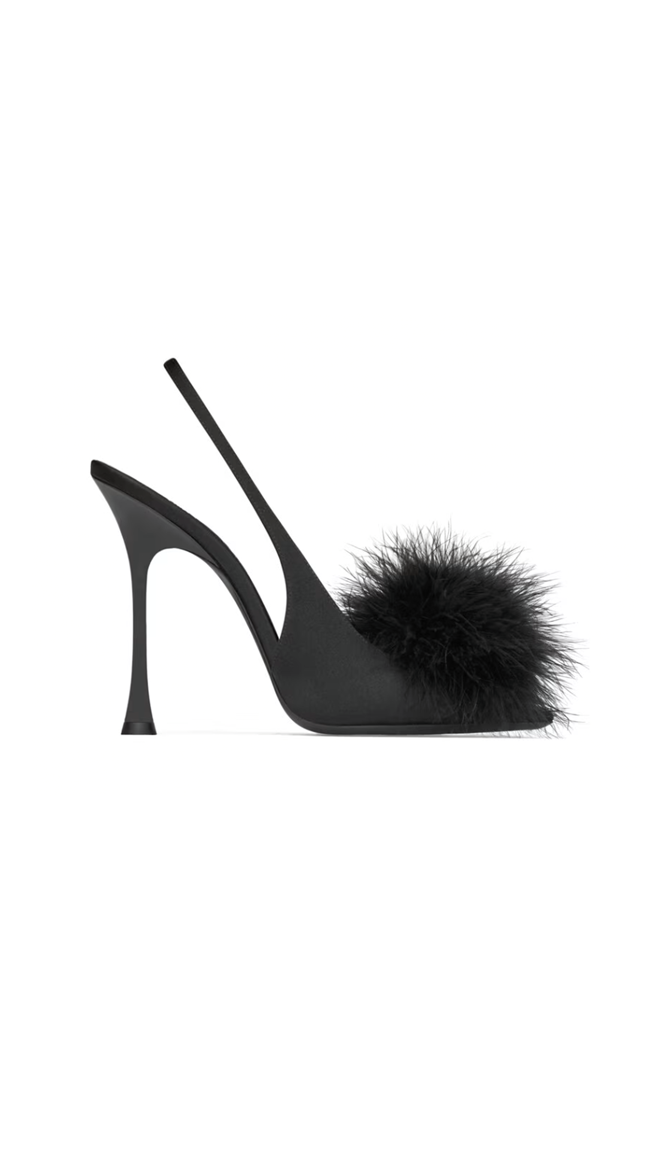 Paradis Sandal in Satin and Feathers - Black