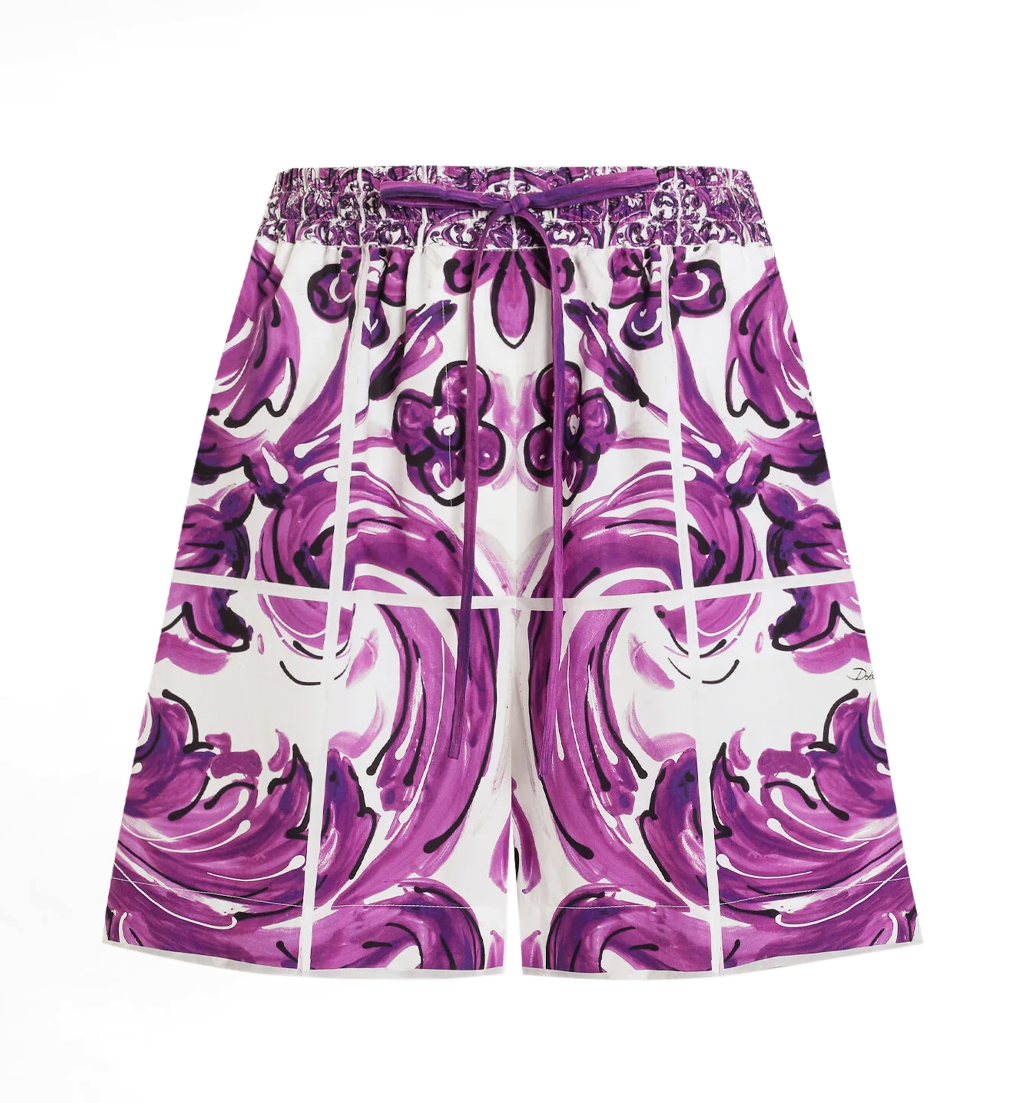 Majolica-print poplin shorts
