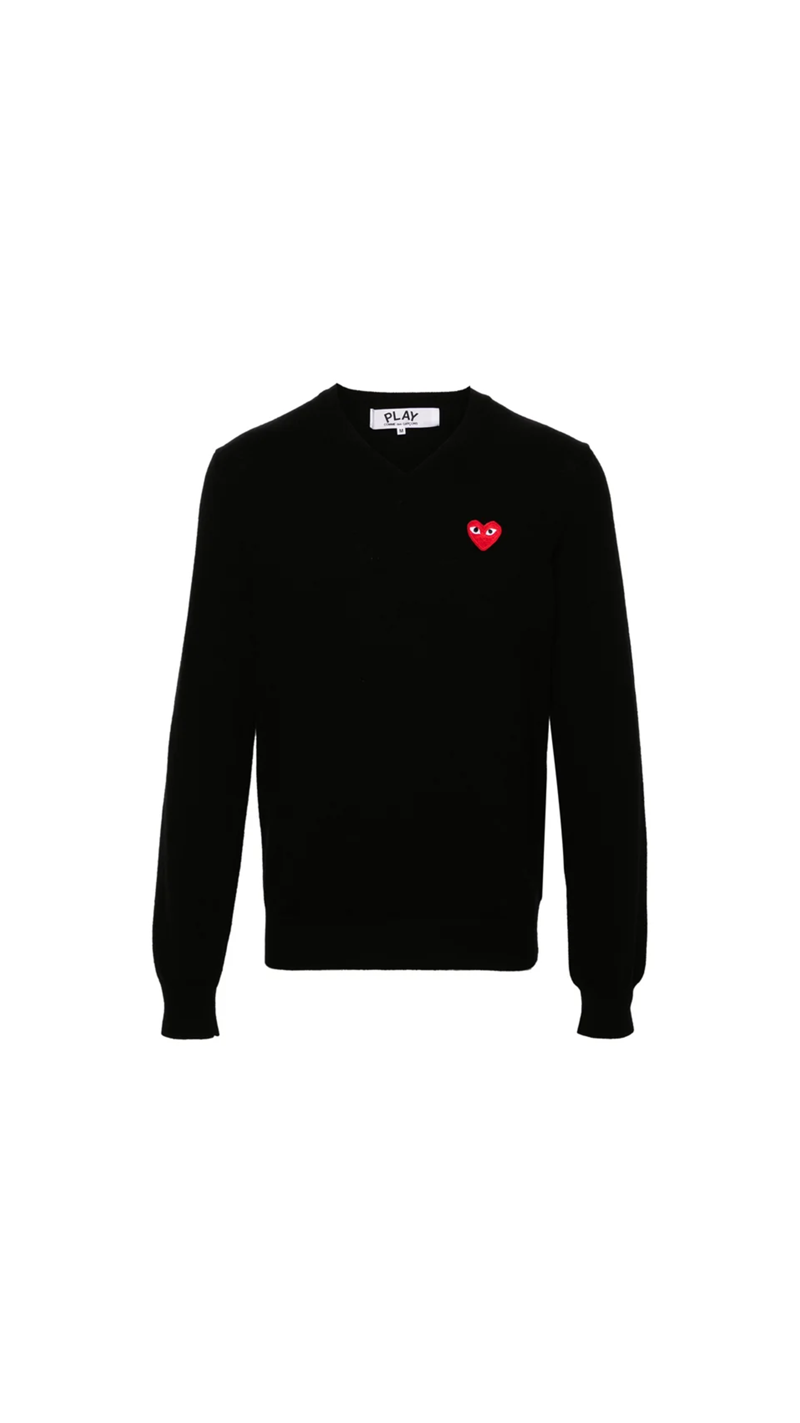 Wool Heart Logo V-neck Sweater - Black