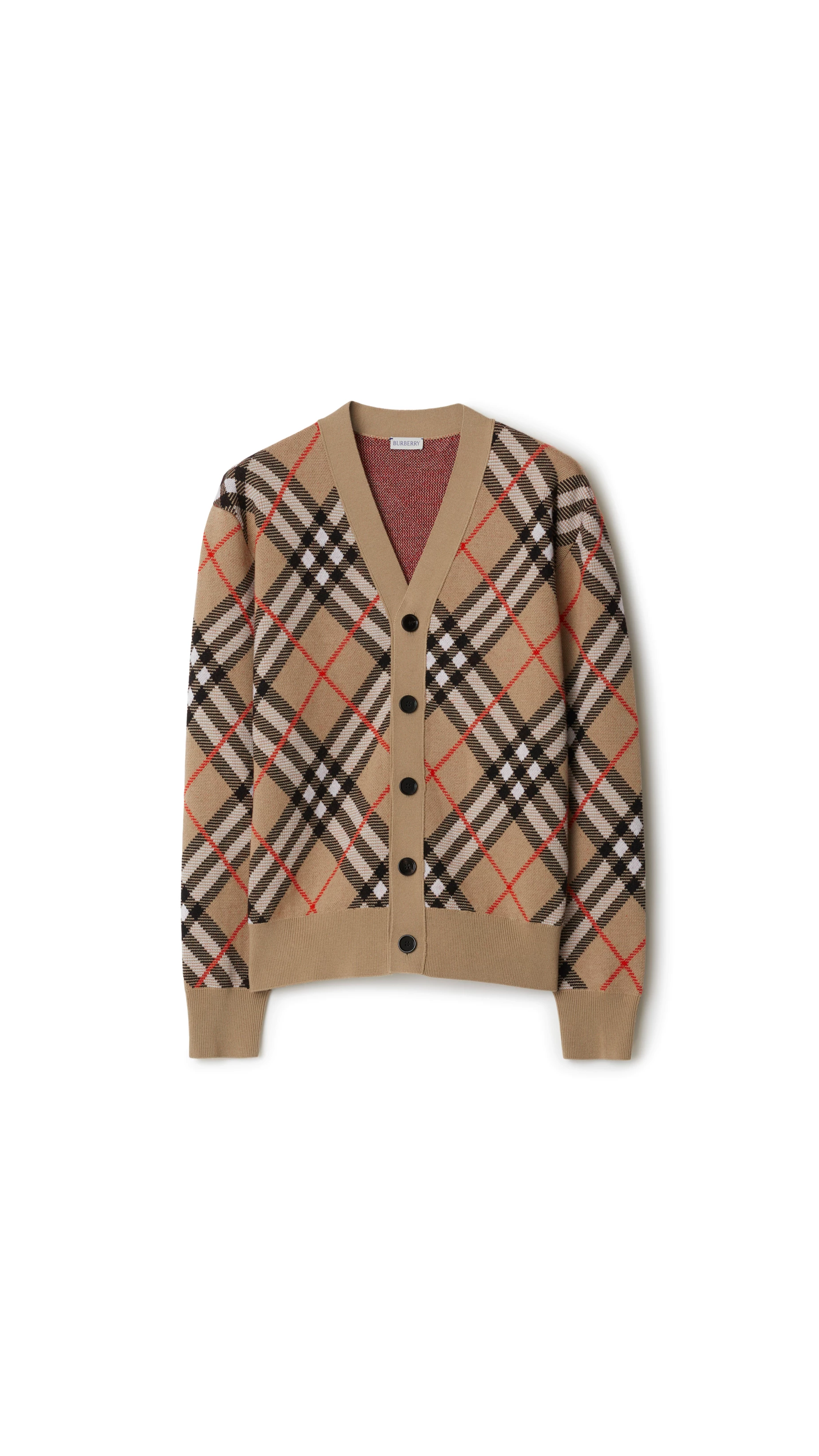 Check Wool Mohair Blend Cardigan - Sand