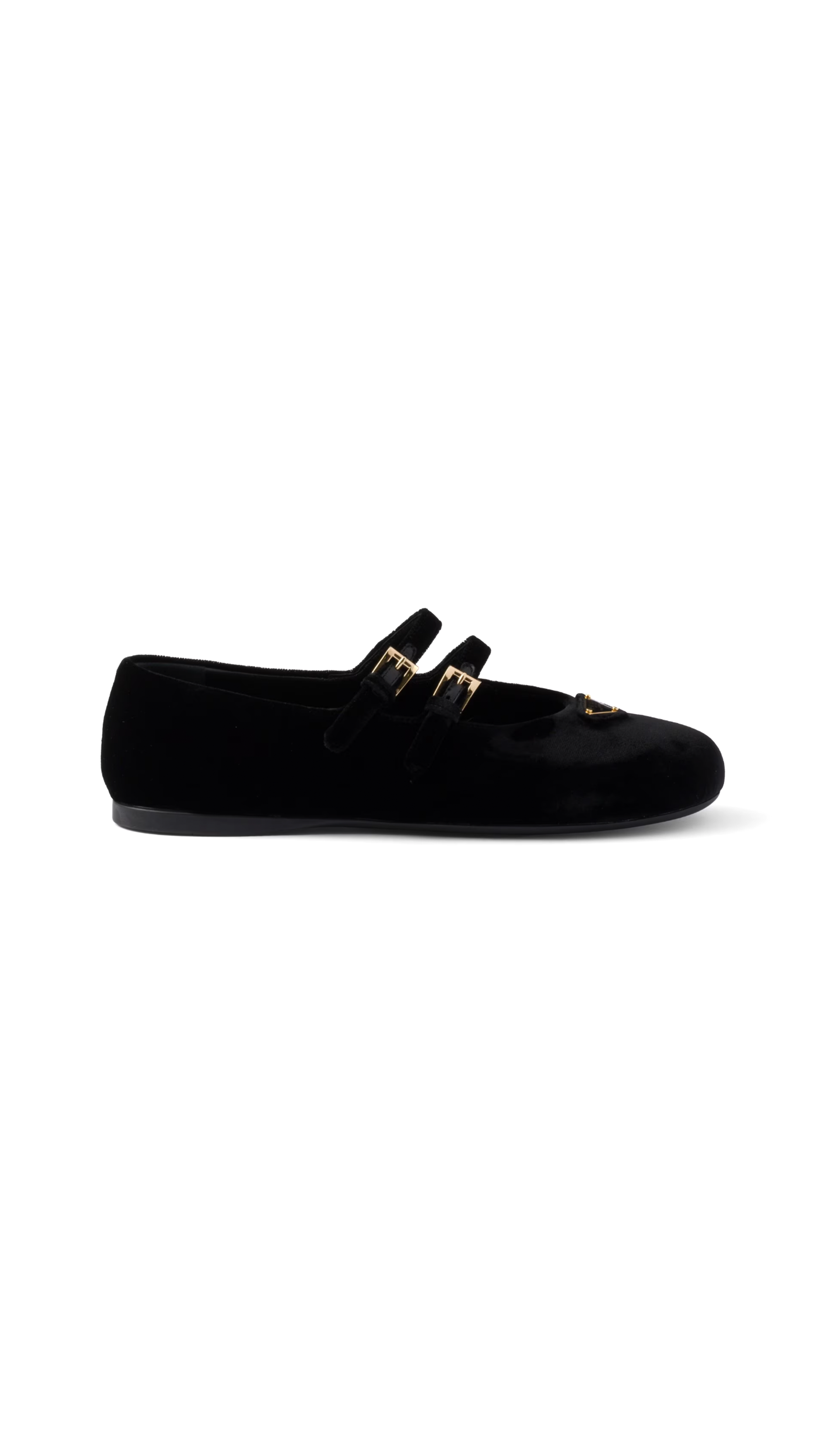 Velvet Strap Ballerinas - Black