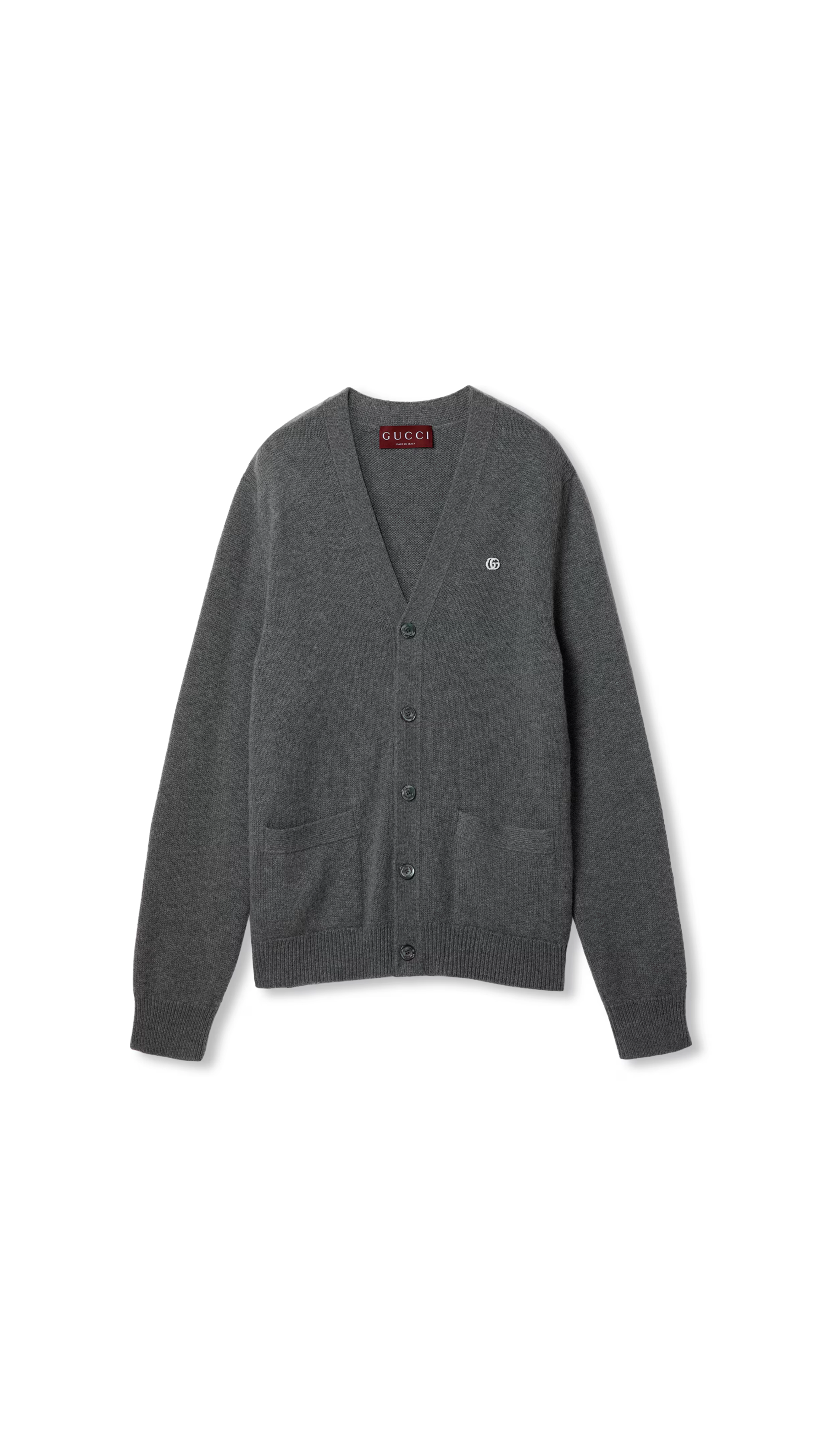 Wool and Cashmere Cardigan with Embroidery - Grey