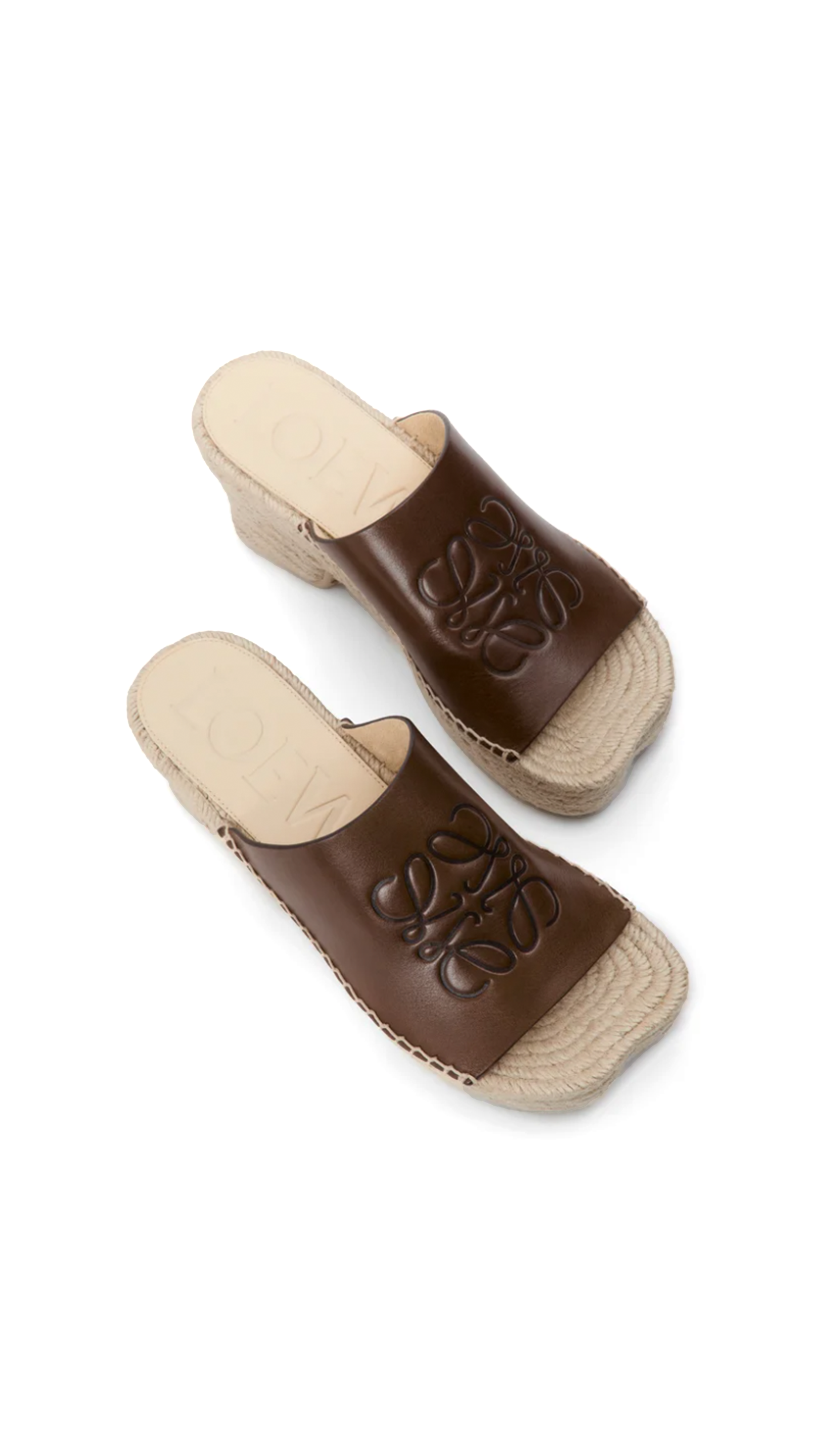 Petal Espadrille Platform Slide in Vegetable-tanned Calfskin