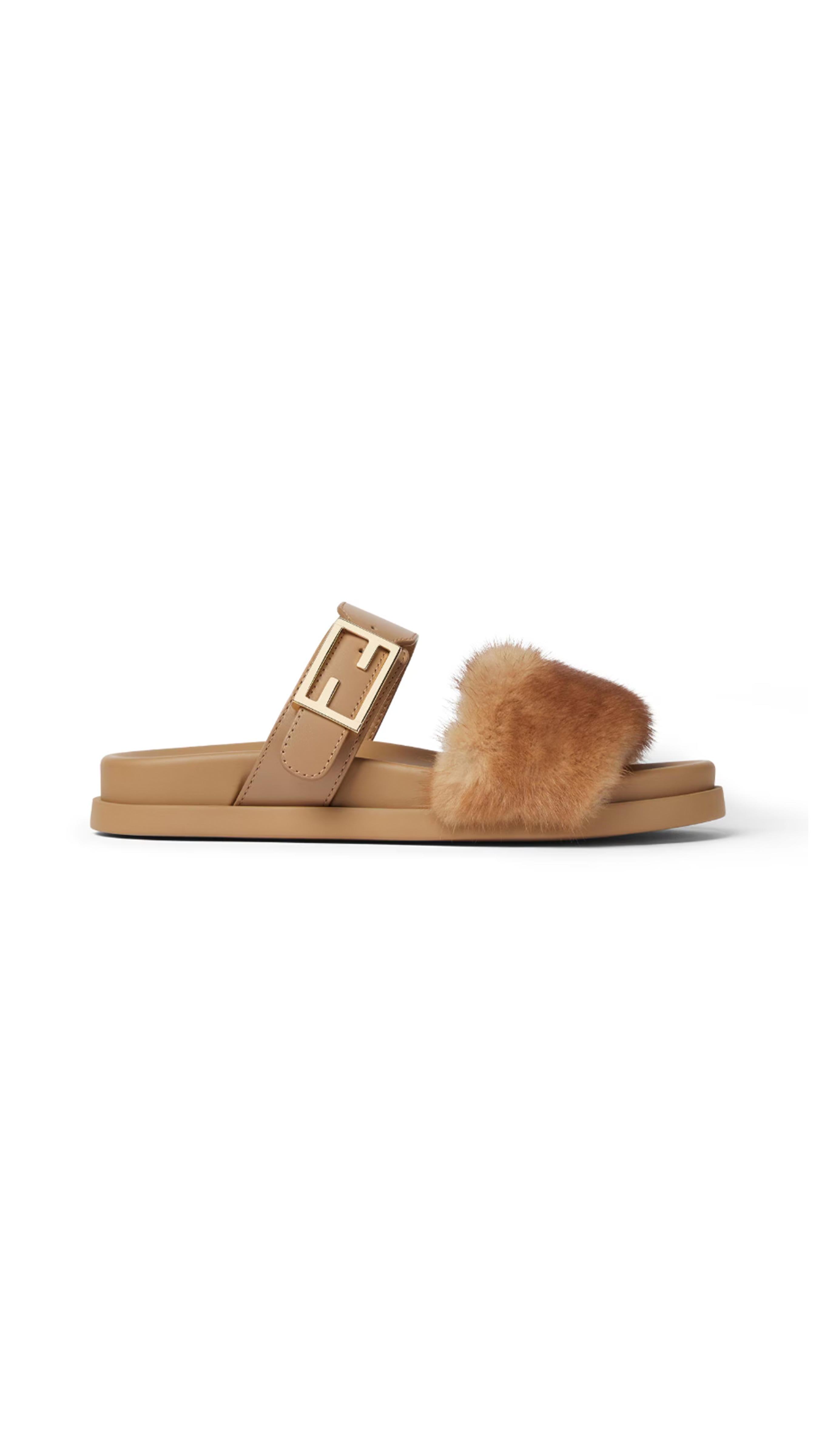 Fendi Feel Slide with Mink - Caramel