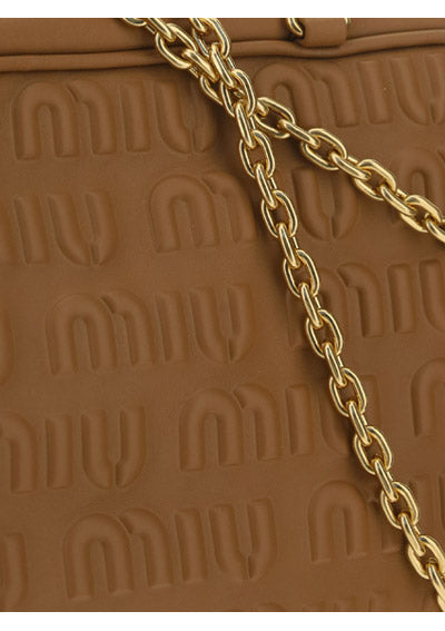 Logo-embossed Leather Top-handle Bag - Caramel
