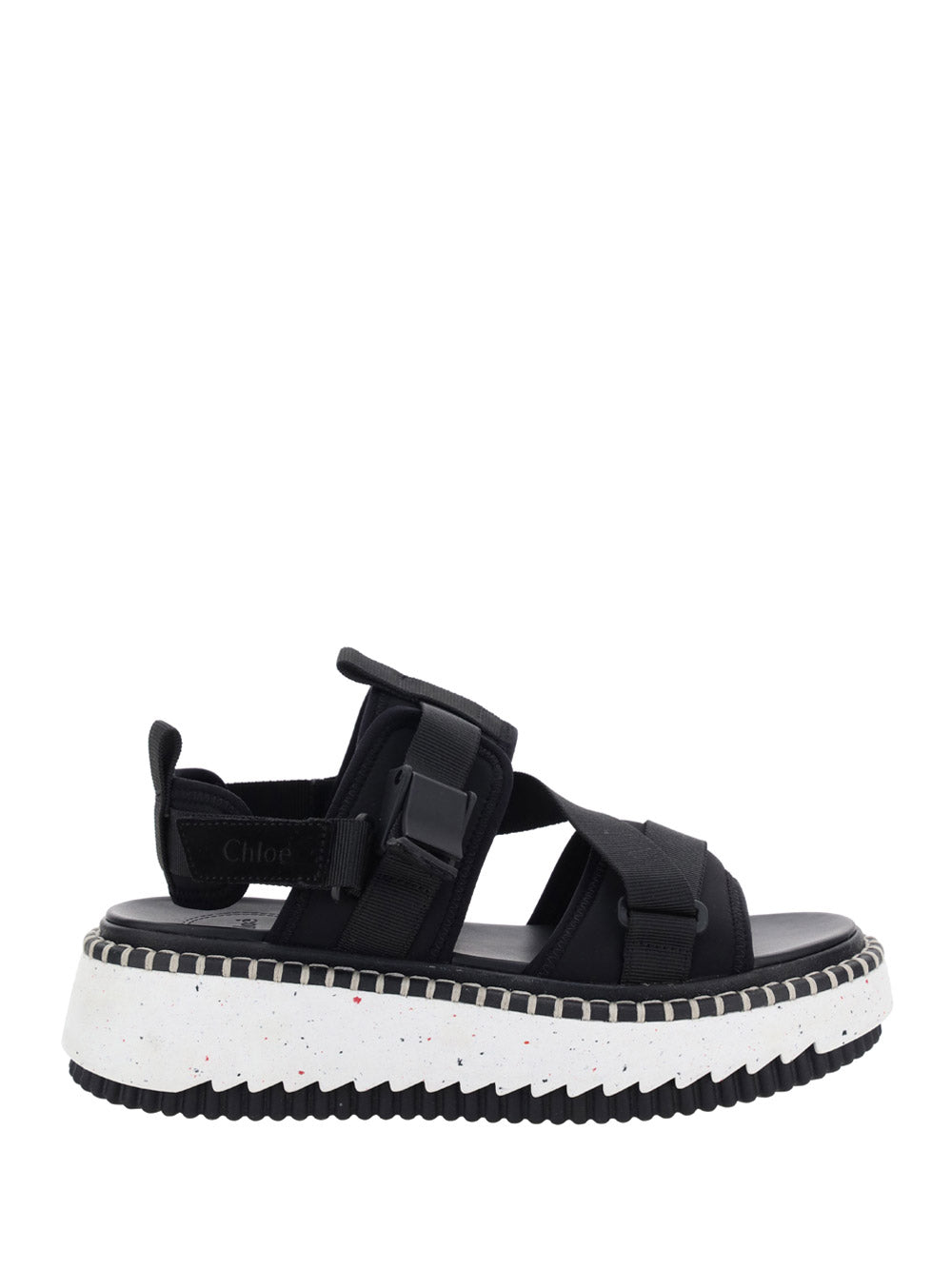 Lilli Sporty Flat Sandal In Recycled Textile - Black