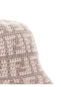 FF Jacquard Cashmere Cloche Hat - Grey