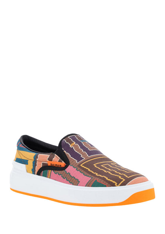 Needlepoint B-Court High-top Sneakers with Balmain Monogram - Multicolor