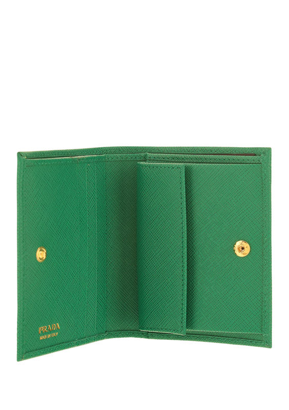 Small Saffiano Leather Wallet - Emerald