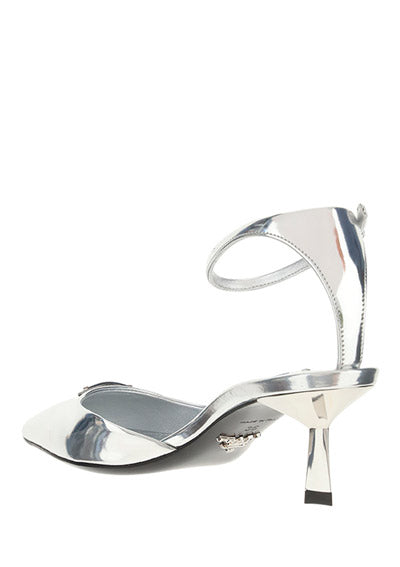 Brushed leather slingback pumps - Silver