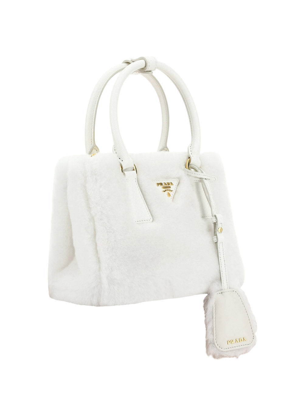 Prada Galleria Shearling Mini-bag - White – Amuze