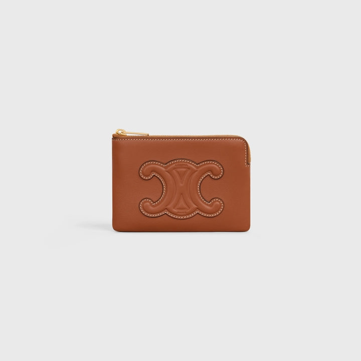 Coin & Card Pouch In Smooth Calfskin - Brown