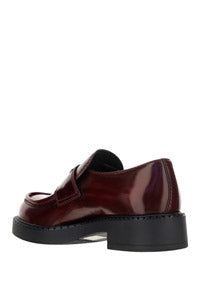 Chocolate Brushed Leather Loafers - Porpora Fume