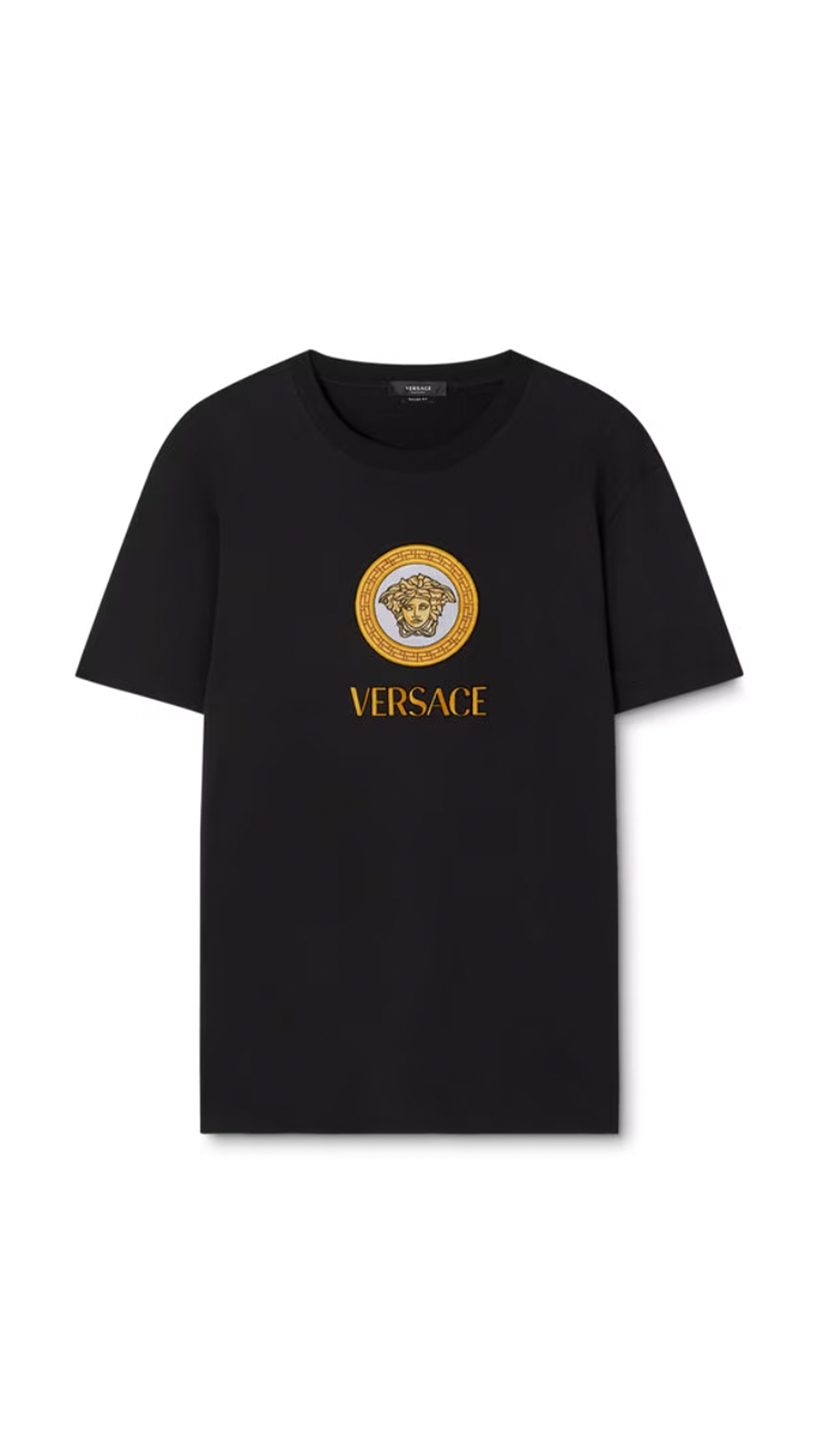 Embroidered Medusa Logo T-shirt - Black/Gold