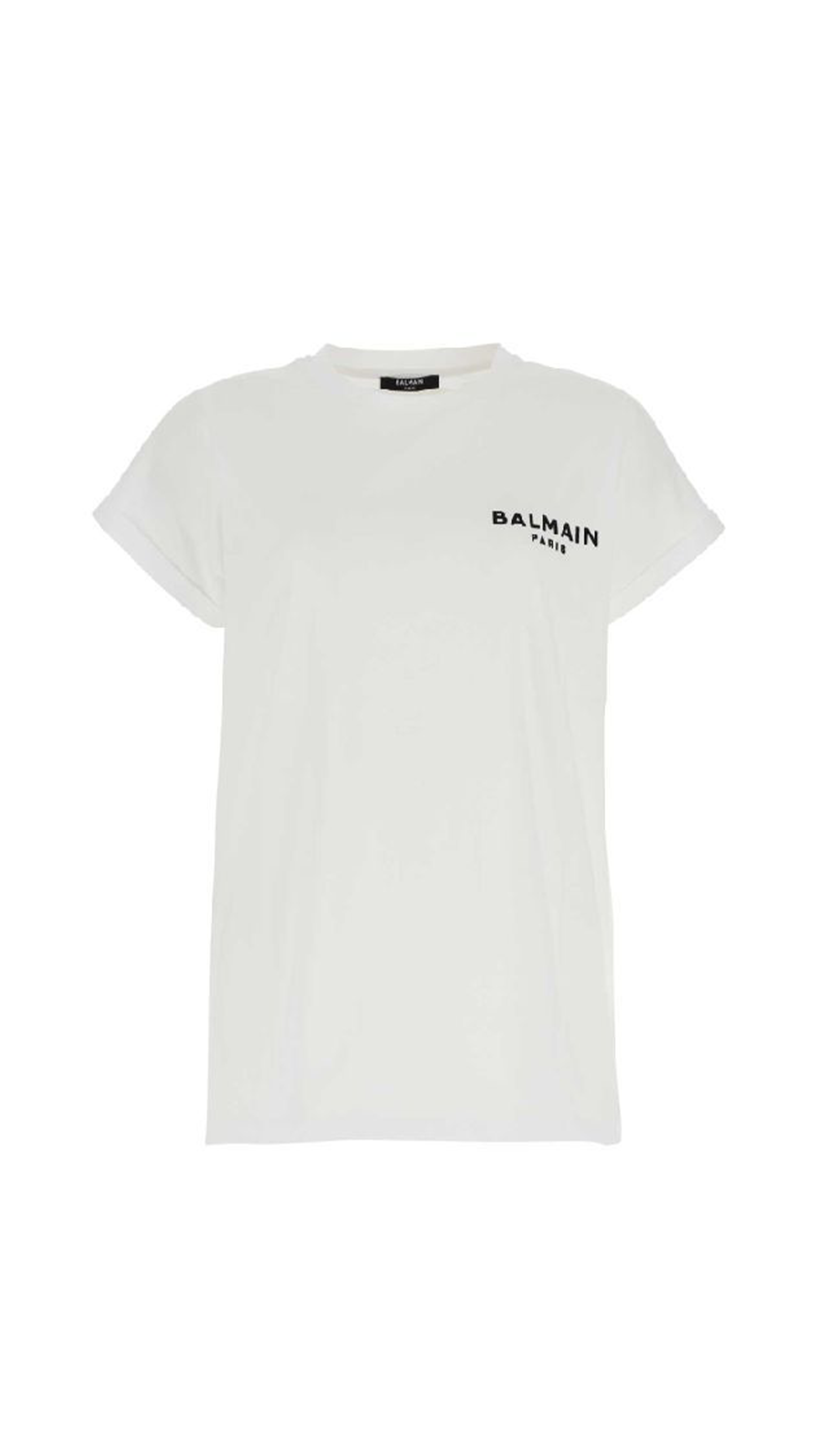 Eco-Responsible Cotton T-Shirt With Balmain Logo Print - White