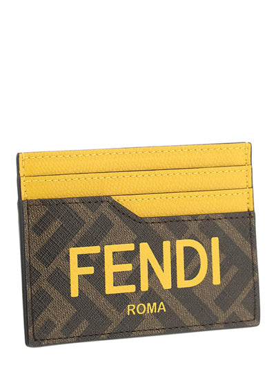 FF Logo Card Holder - Brown / Yellow