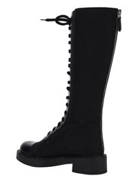 Brushed Leather and Re-Nylon Boots - Black