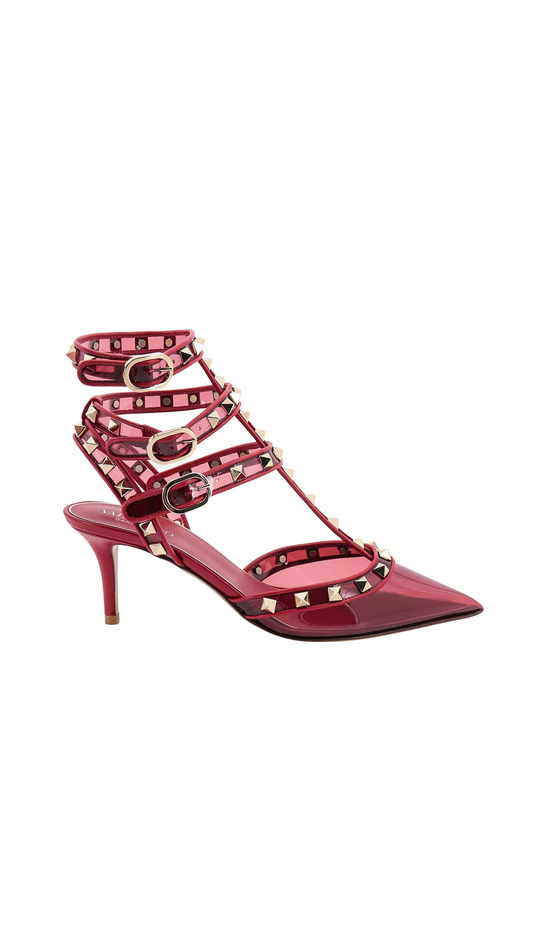 Rockstud Pumps in  Polymer Material with Straps 65MM - Red Valentino