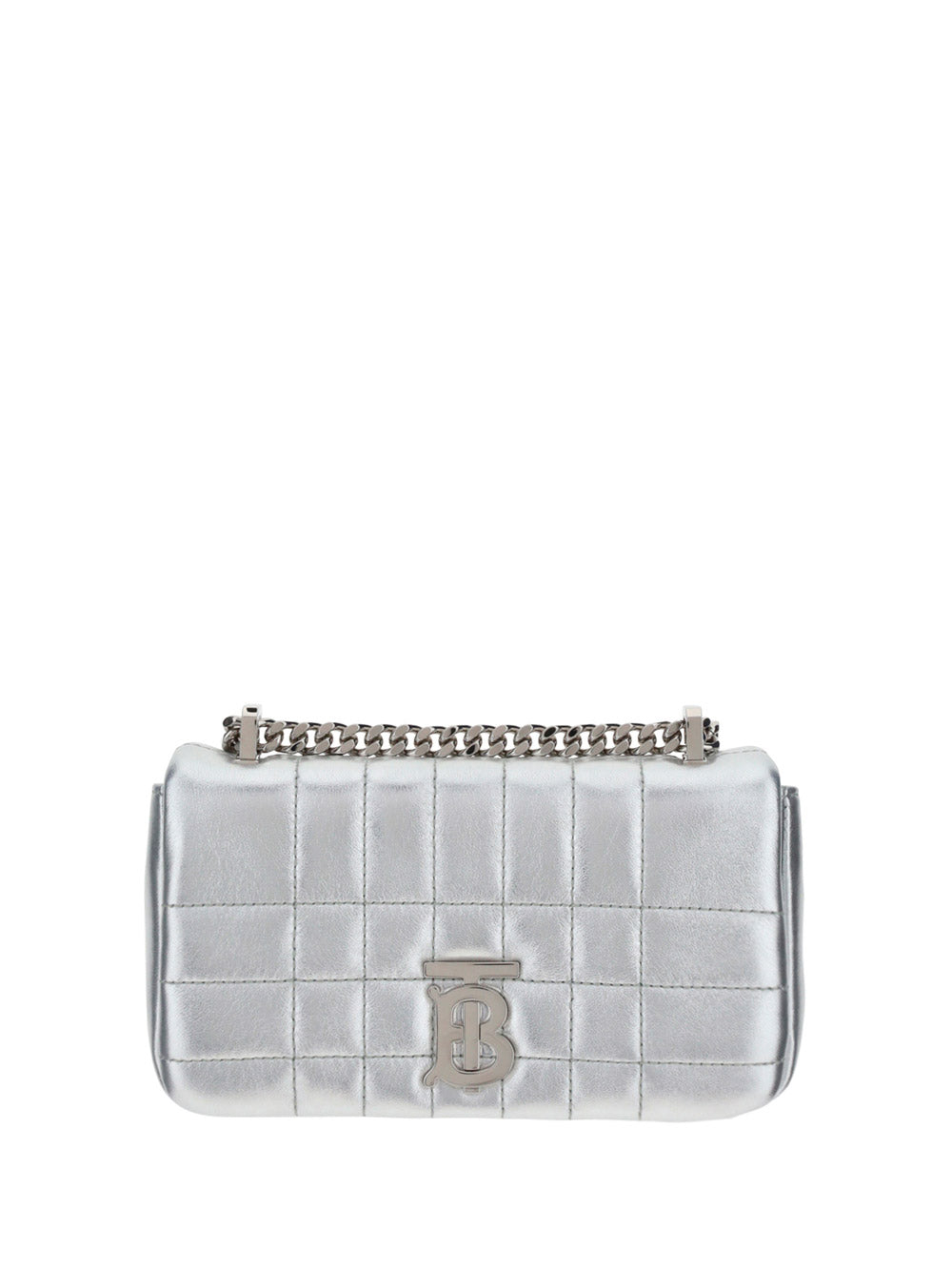 BURBERRY Silver Mini Quilted Leather Lola Bag