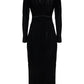 Lunar-Pointelle Knit Cardigan Dress - Black
