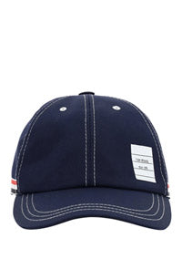 Typewriter Cloth Contrast Stitch 6-Panel Baseball Cap - Navy