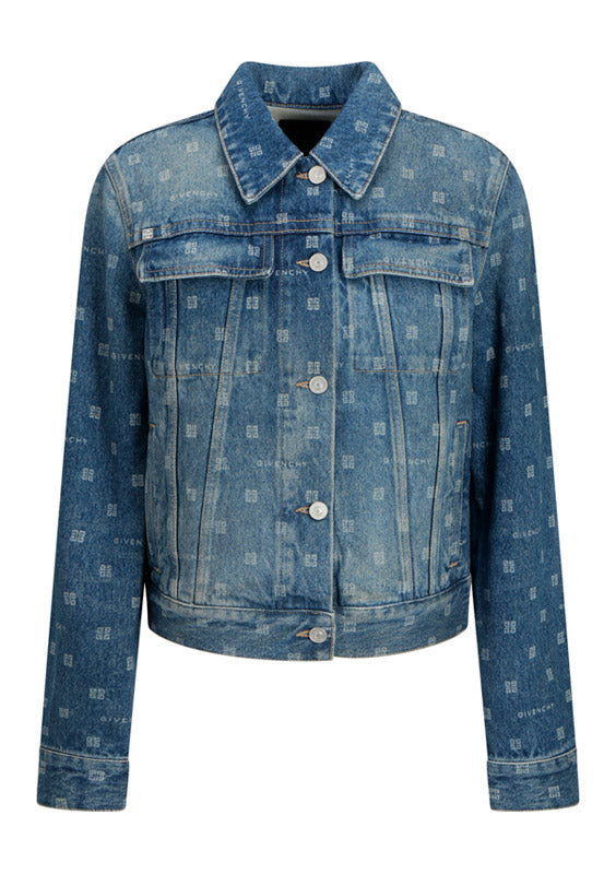 Slim-Fit Denim Jacket with 4G Motif All Over Logo