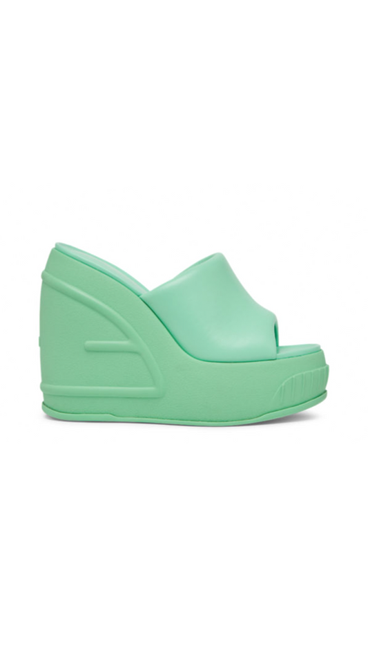 Fashion Show Nappa Leather Wedges - Green