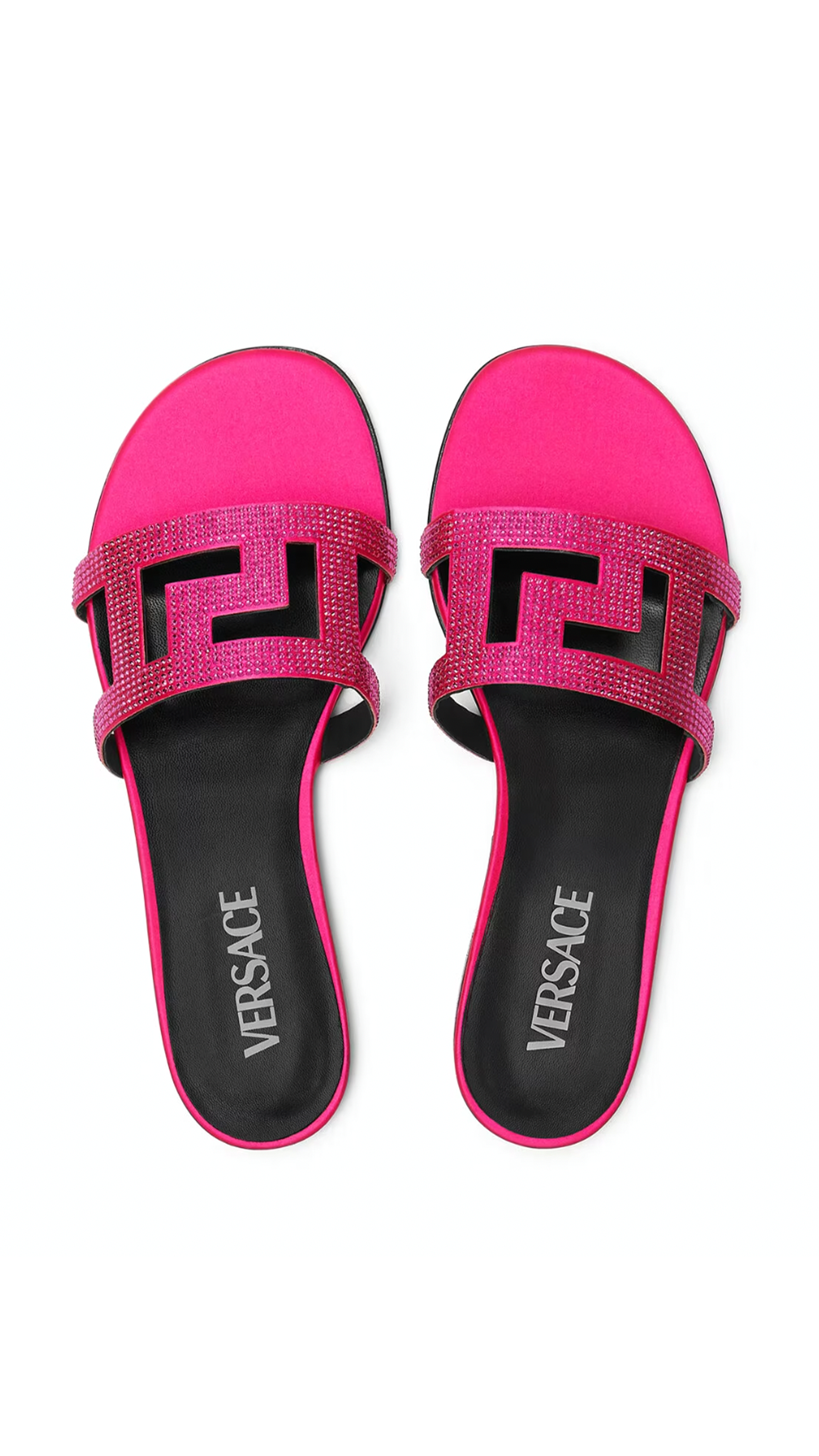 Greca Maze Crystal Slide Sandal - Pink