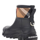 House Check Panel Rain Boots - Black