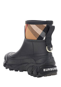 House Check Panel Rain Boots - Black