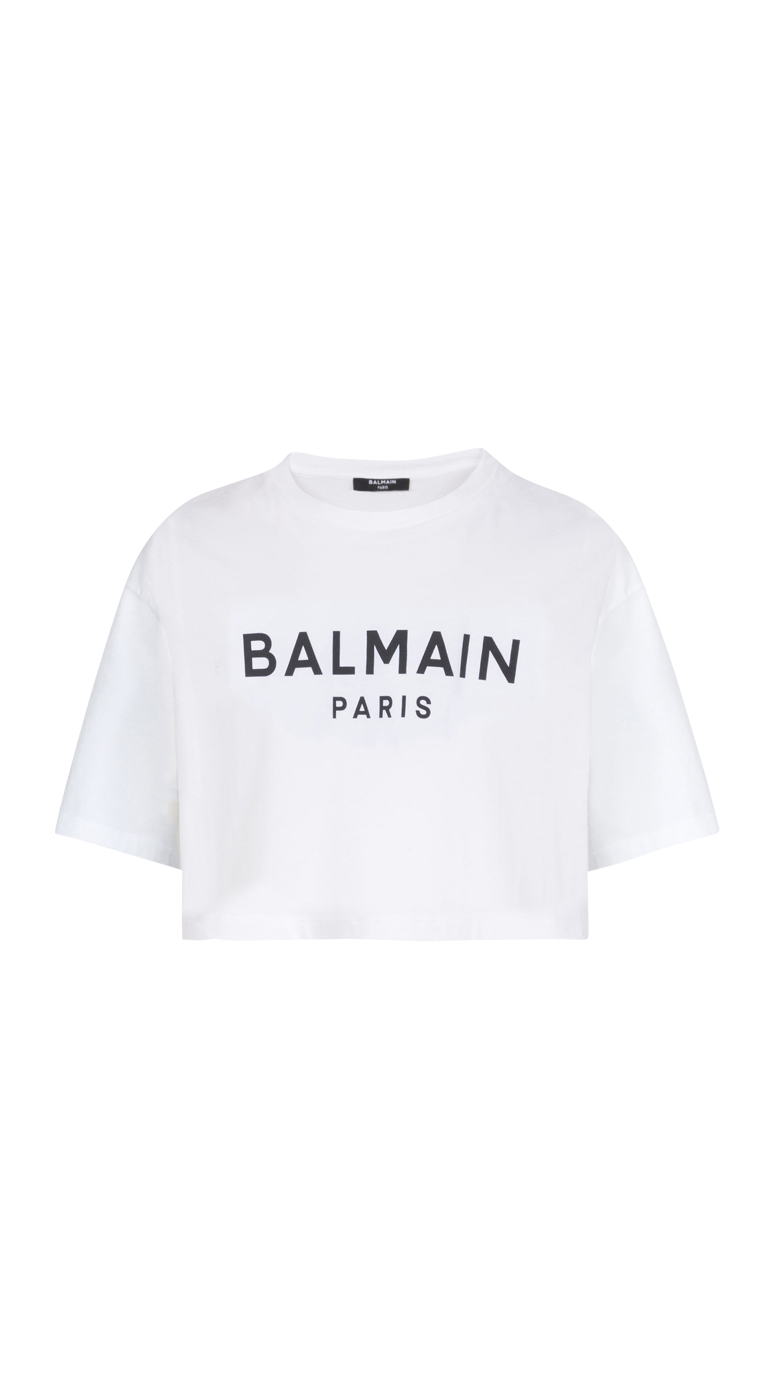 Eco-responsible Cropped Cotton T-shirt with Logo Print - White