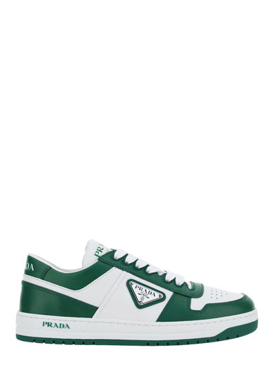 District Perforated Leather Sneakers - White / Green.