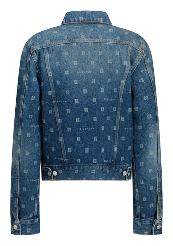 Slim-Fit Denim Jacket with 4G Motif All Over Logo