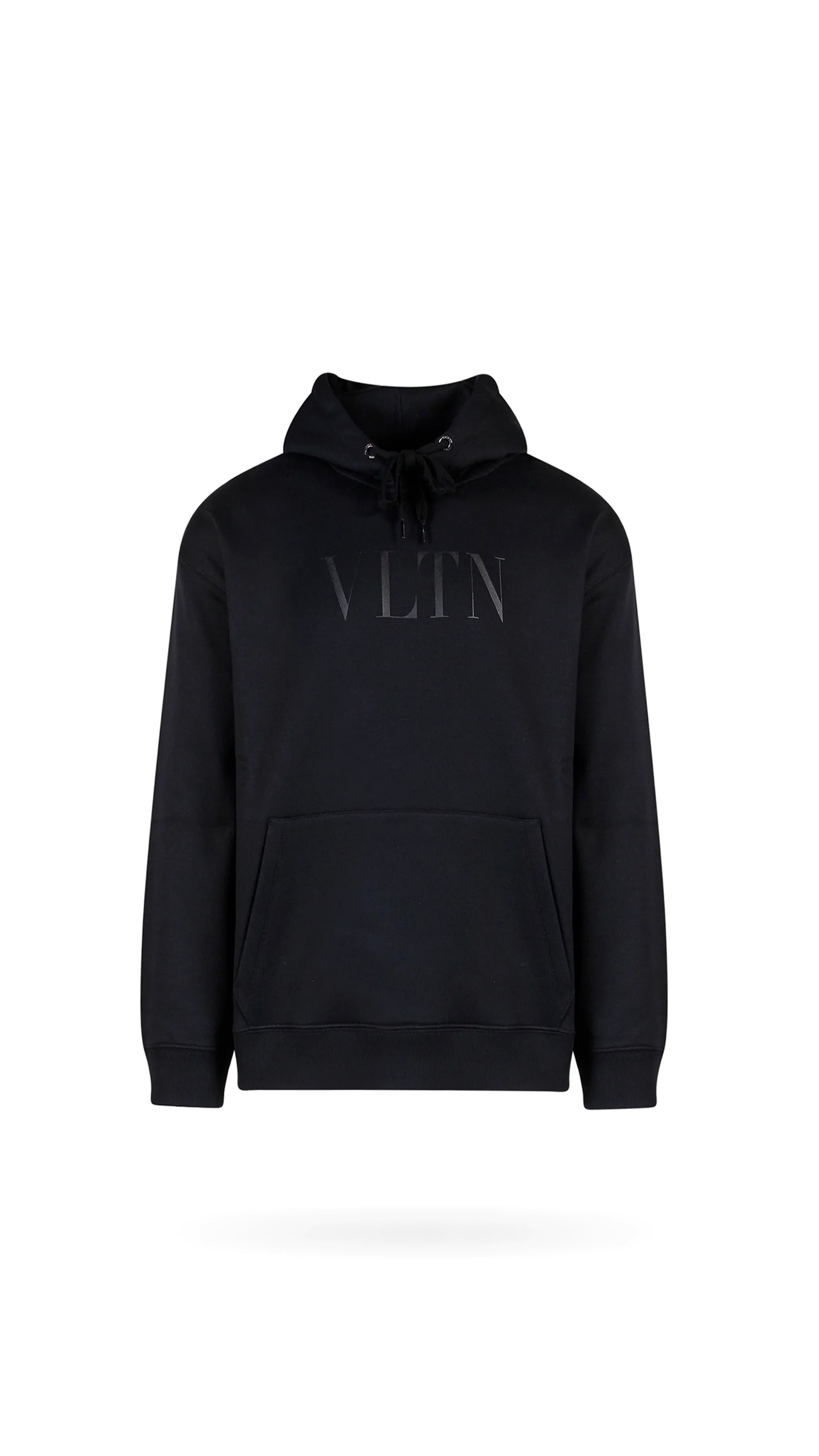 Hooded Sweatshirt with VLTN Print - Black