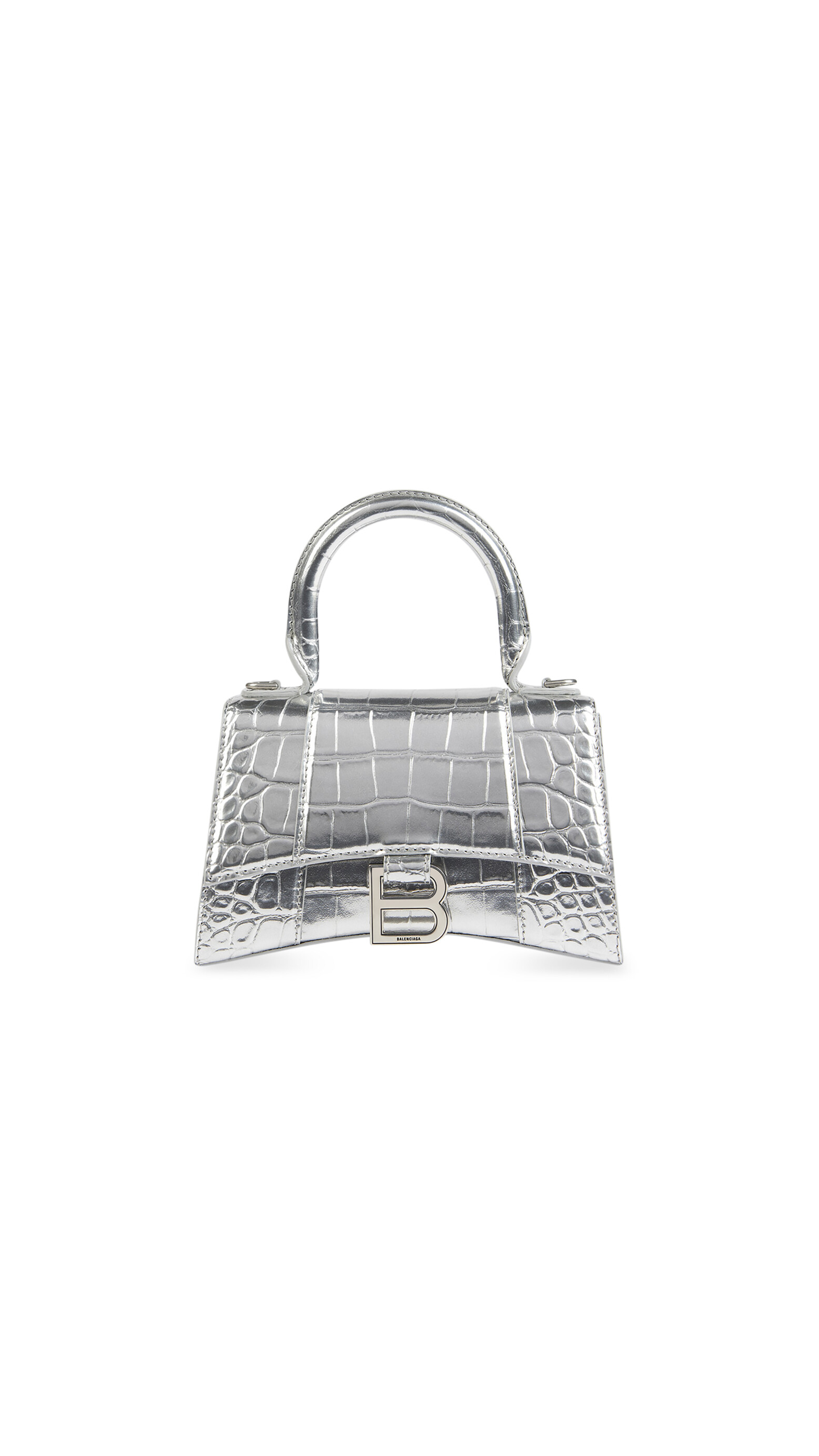 Women's Hourglass XS Handbag Crocodile Embossed - Silver