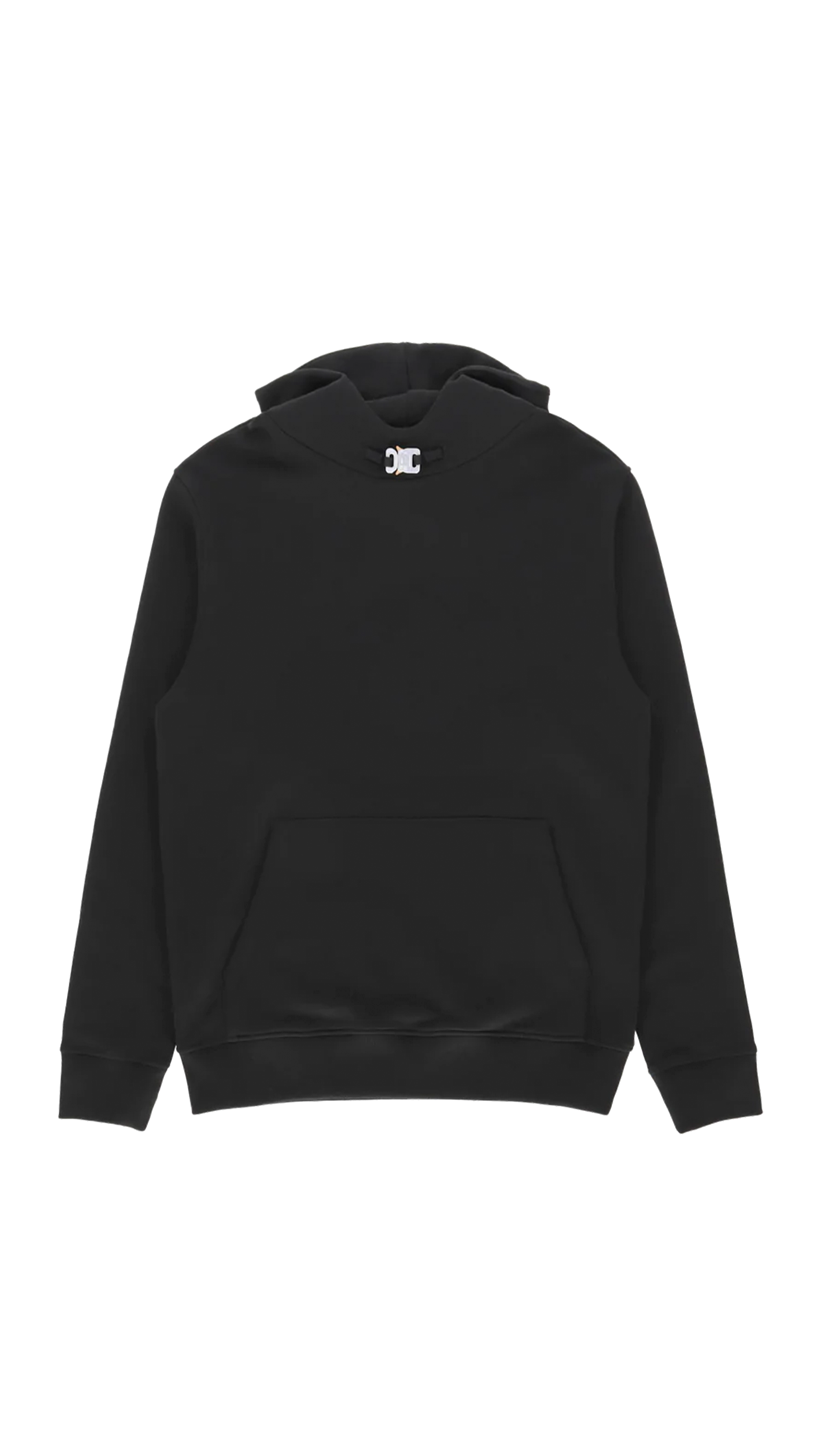 Metal Buckle Collar Hoodie - Black