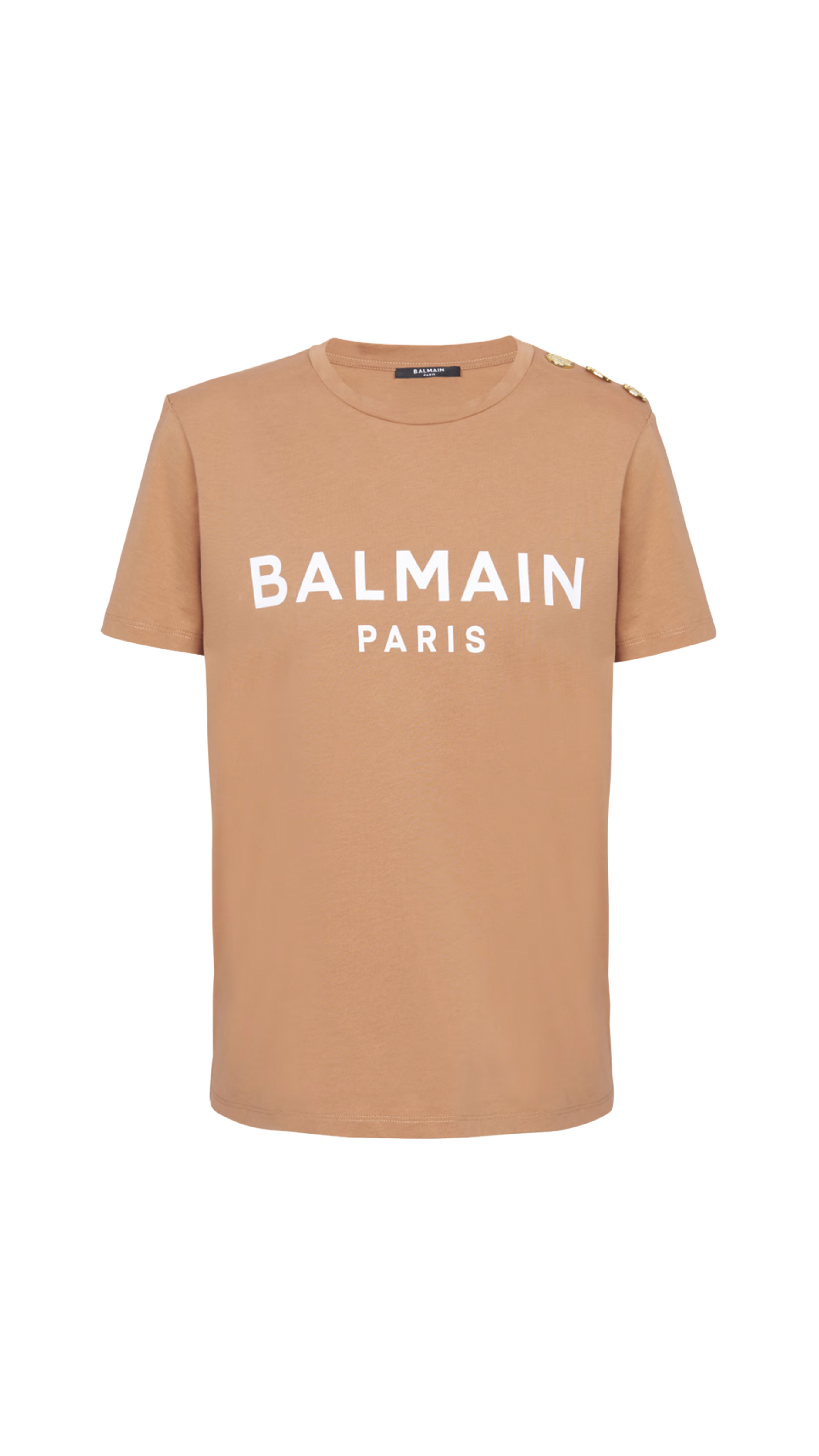 Buttoned Printed Logo T-shirt - Brown