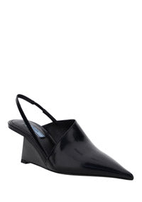 Brushed Leather Slingback Pumps - Black