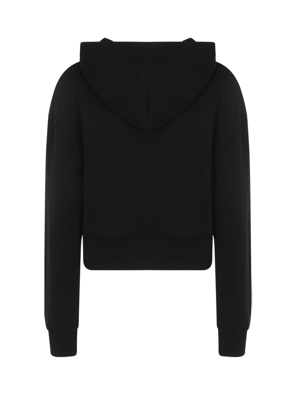 Cropped Hooded Cotton Sweatshirt Logo - Black