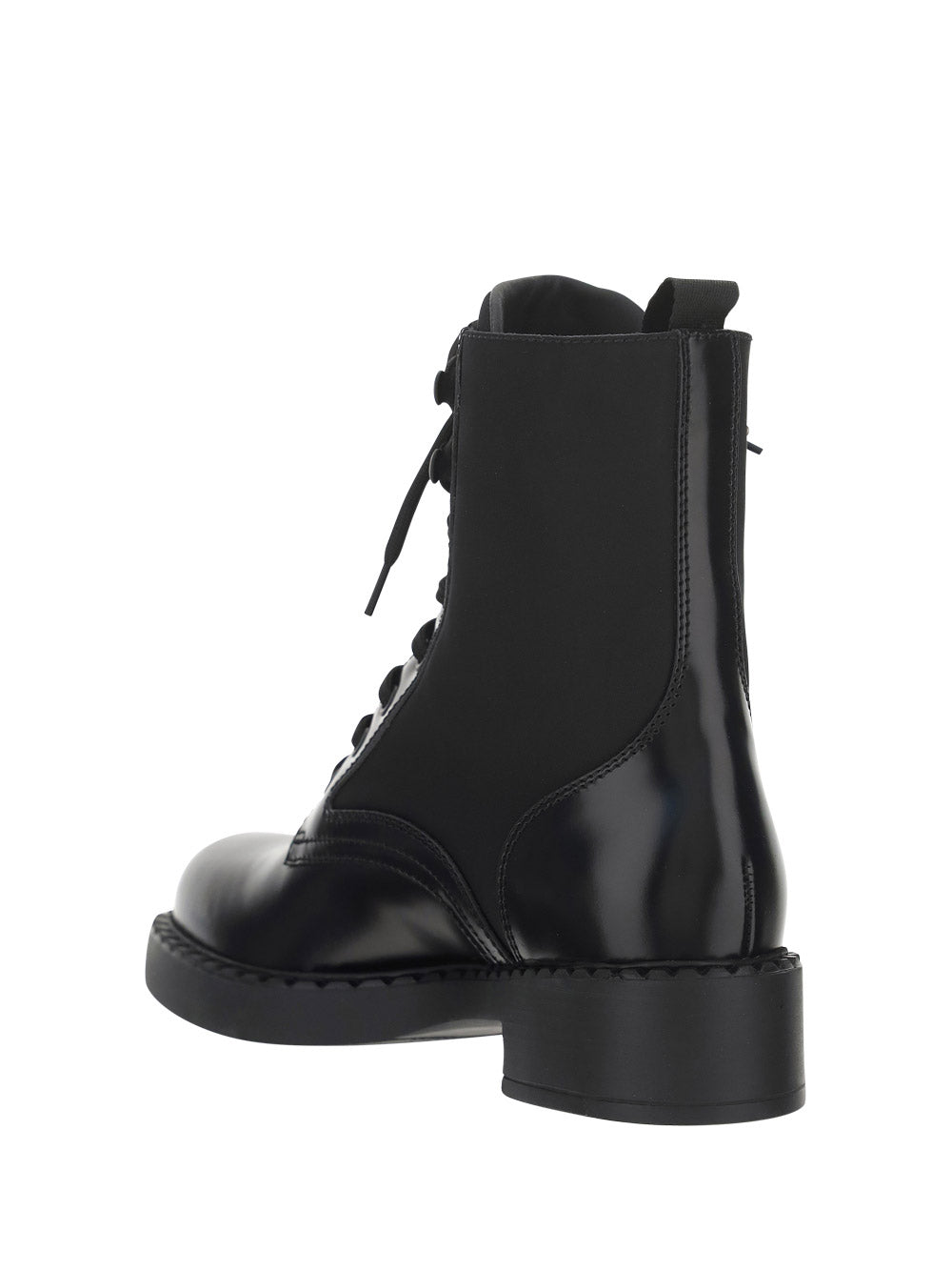 Brushed-Leather and Re-Nylon Boots - Black