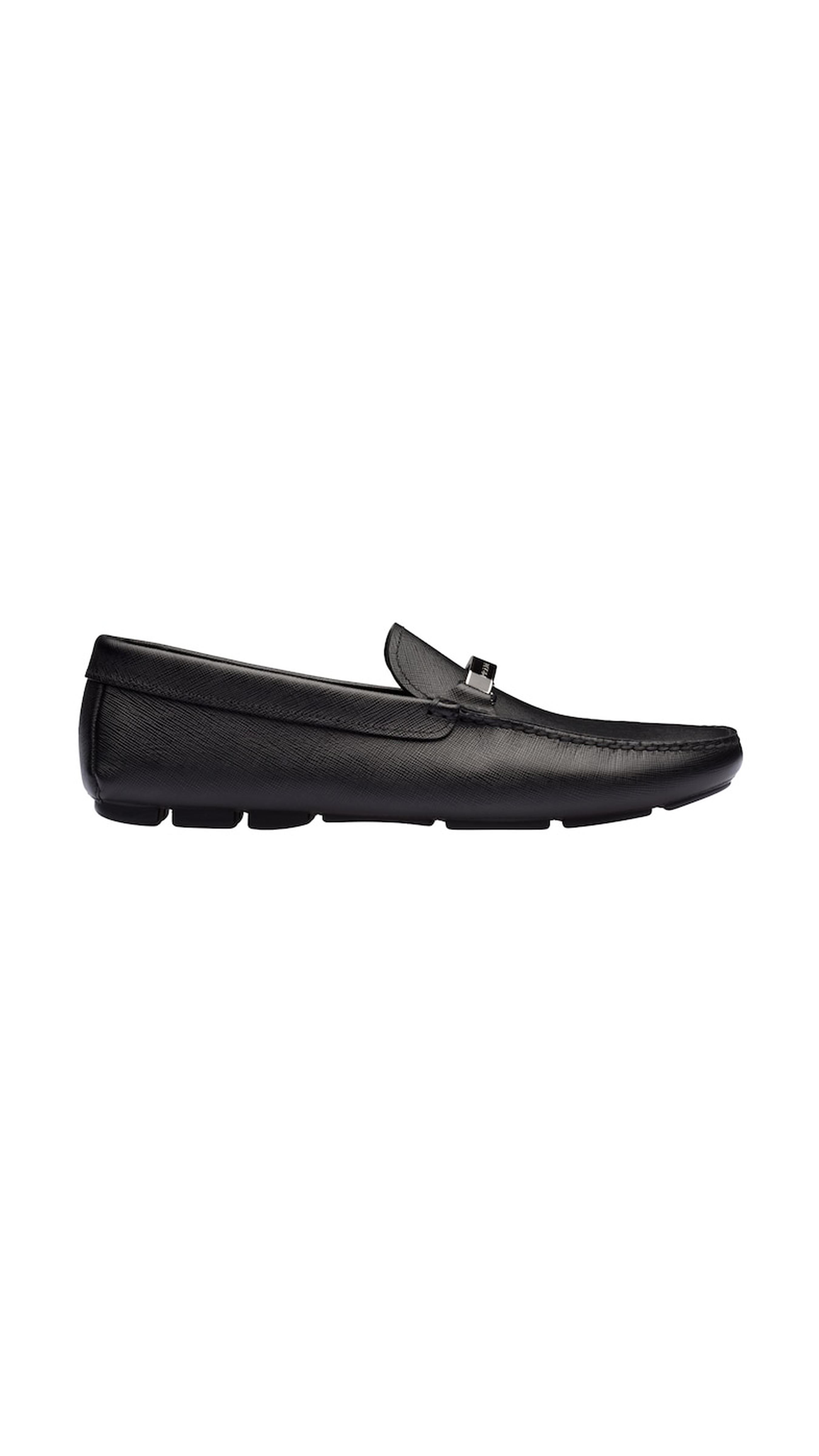 Saffiano Leather Loafers - Black