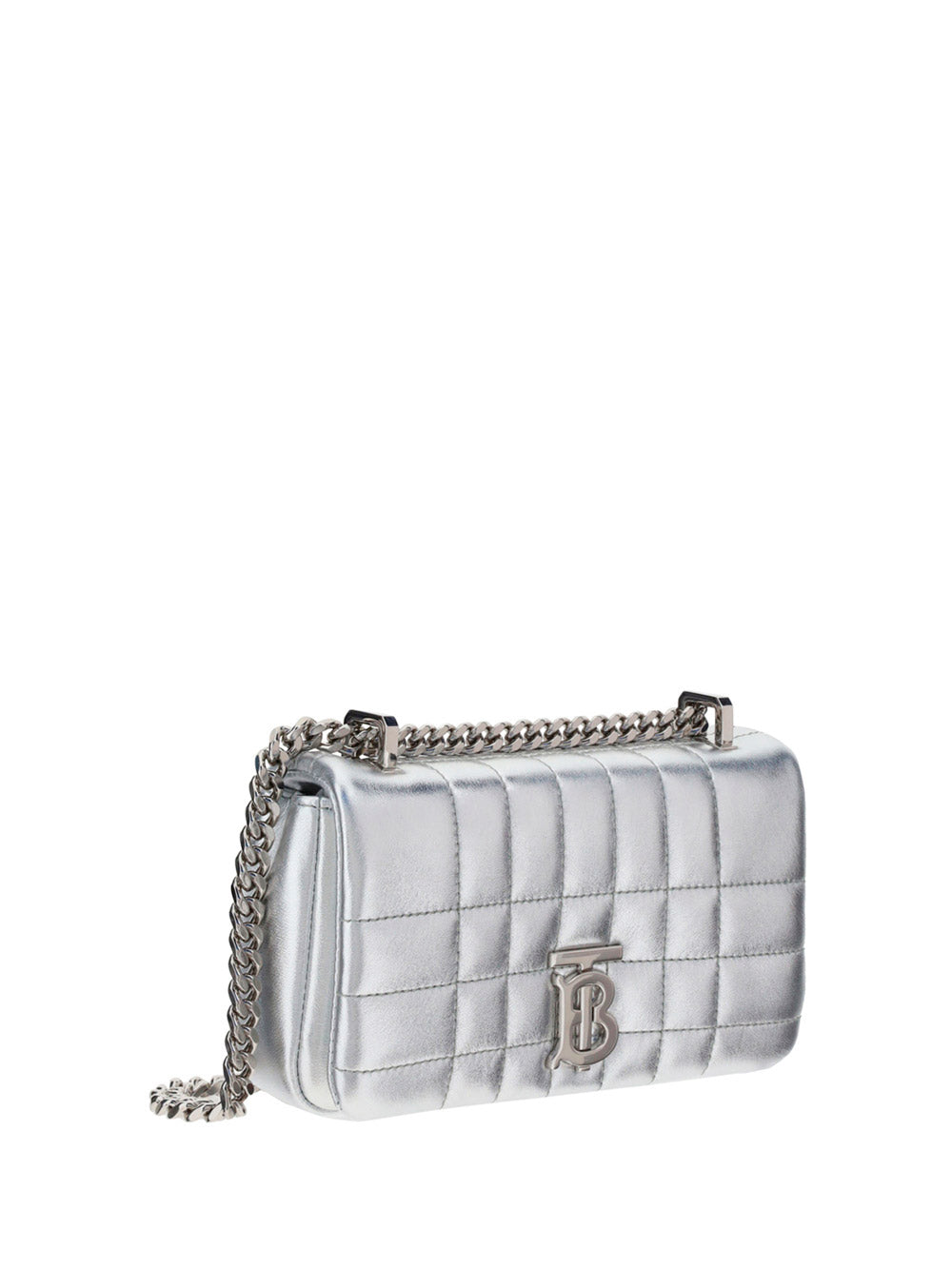 BURBERRY Silver Mini Quilted Leather Lola Bag