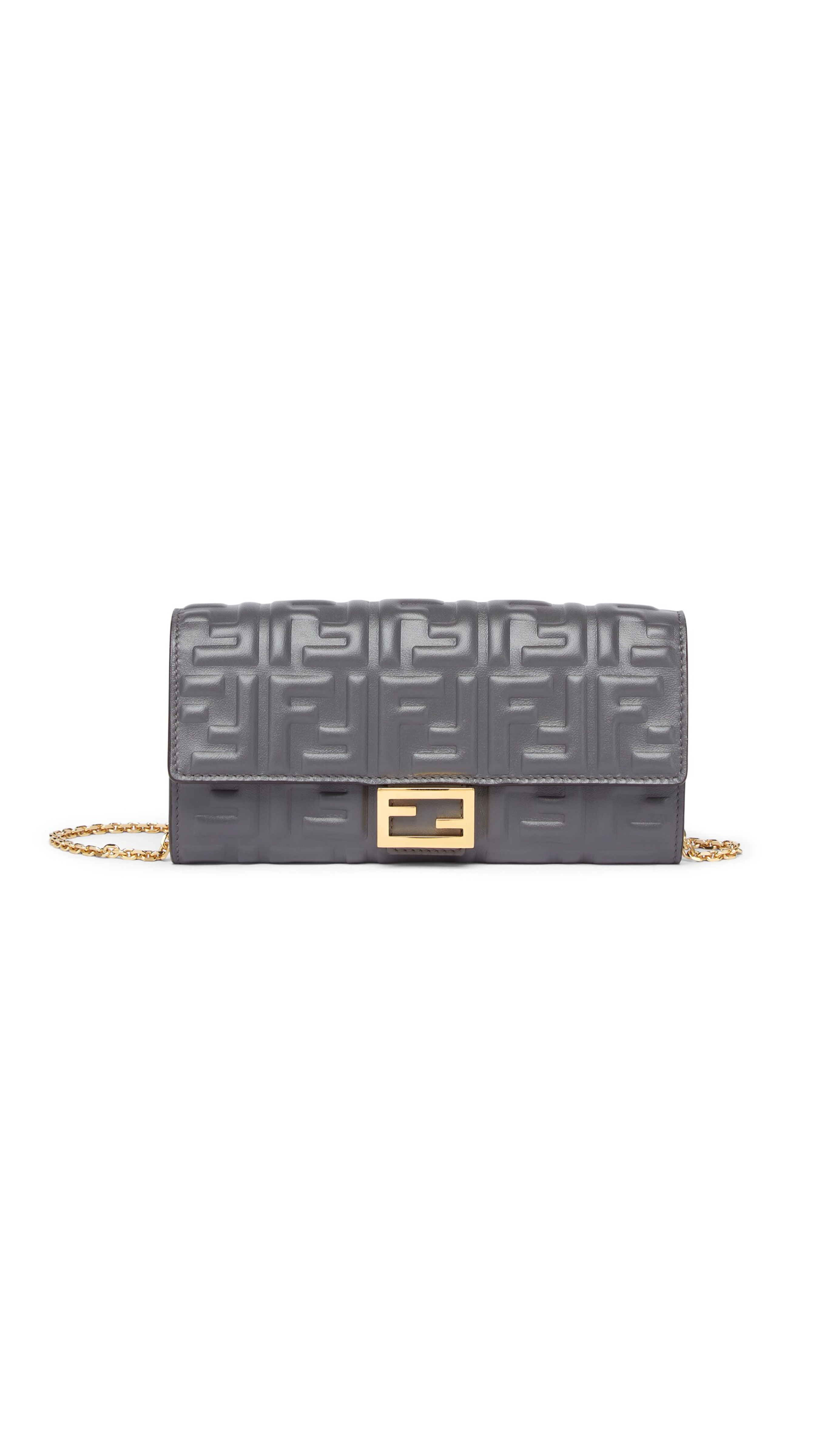 Baguette Continental Wallet With Chain - Gray