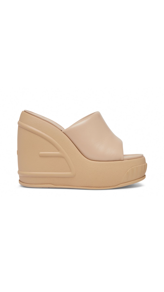 Fashion Show Nappa Leather Wedges - Beige