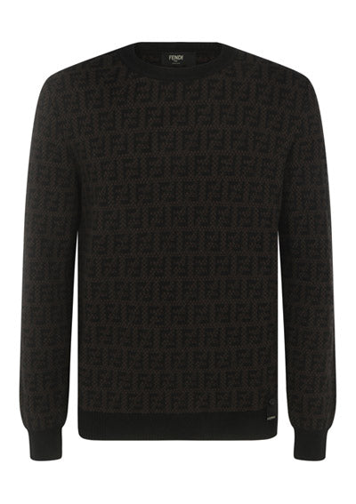 Monogram Wool Pullover - Black Brown